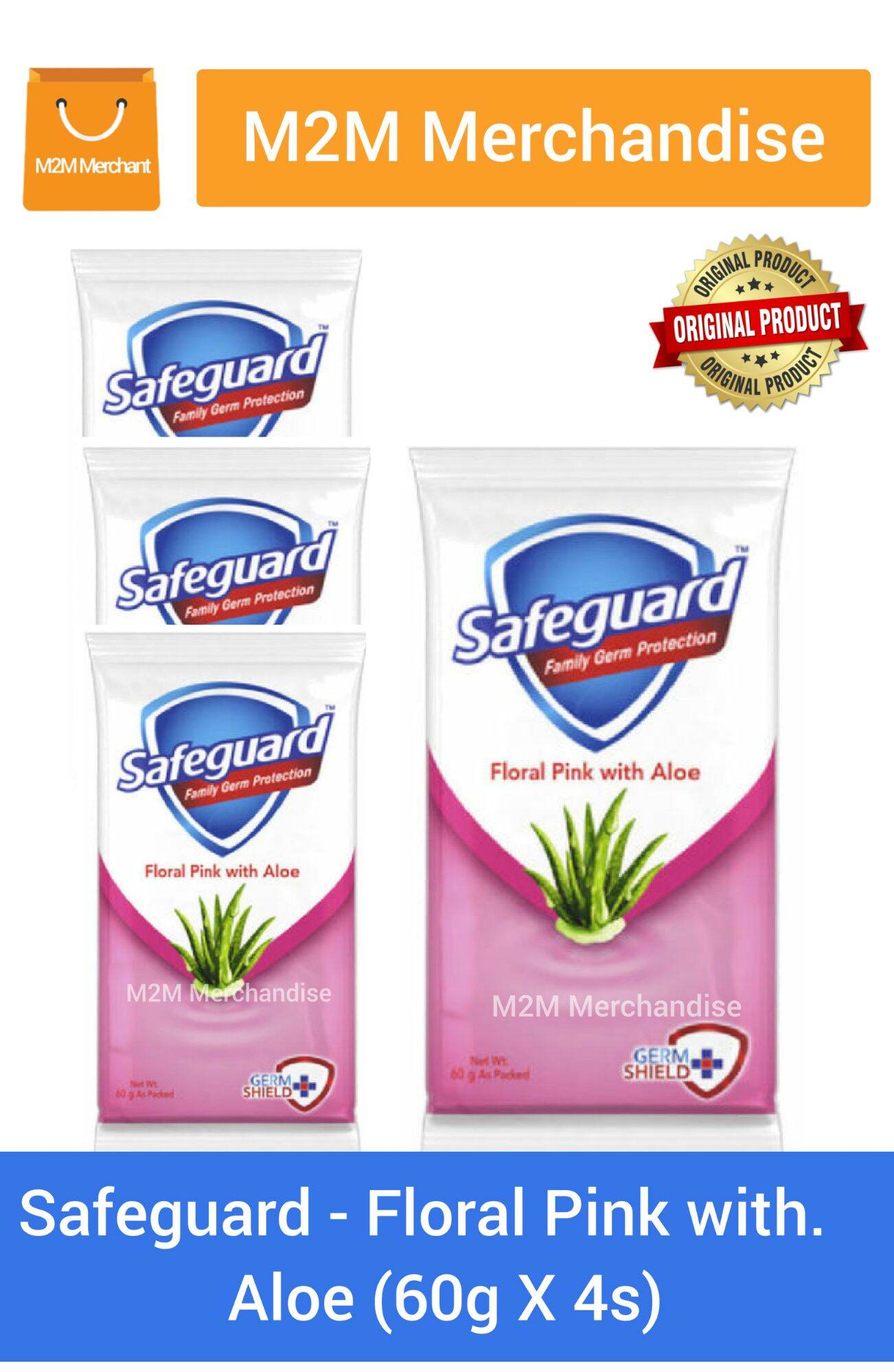 SAFEGUARD FLORAL PINK WITH ALOE (60g X 4s) sachet Lazada PH
