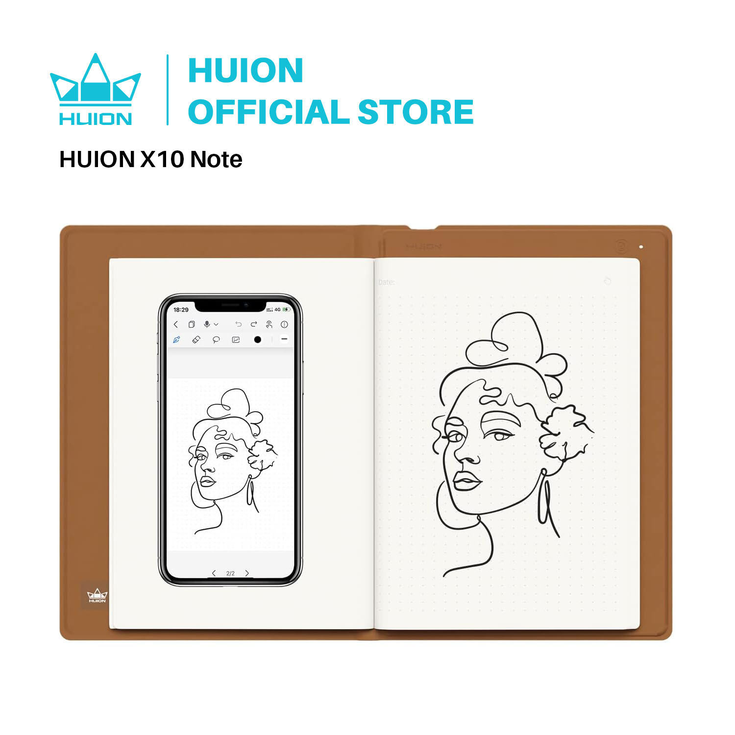 Huion Note 2-in-1 Digital Notebook Drawing Tablet With Battery-free Pen, Bluetooth Wireless Paper Tablet Electronic Writing Pad