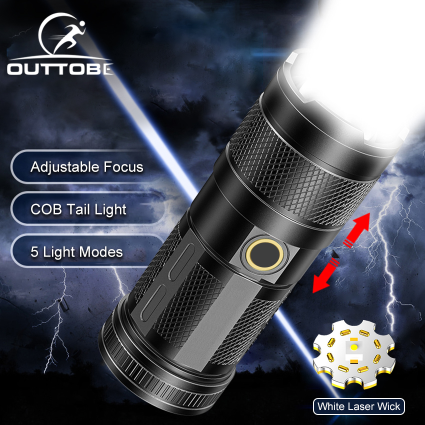 Outtobe Outdoor Flashlight LED Torch Light Telescopic Focus Flashlight
