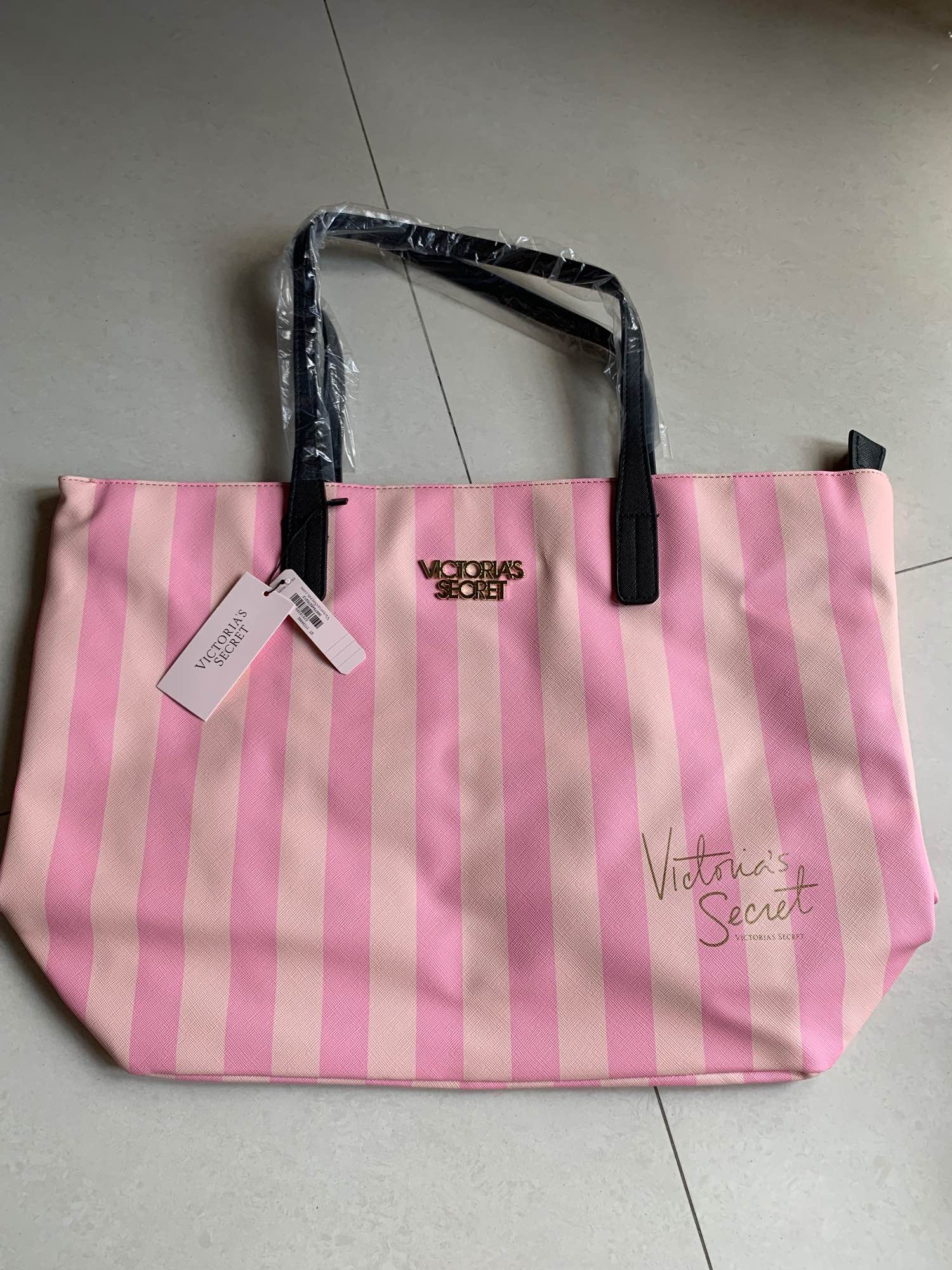 Victoria Secret Original Authentic Pink stripes tote bag