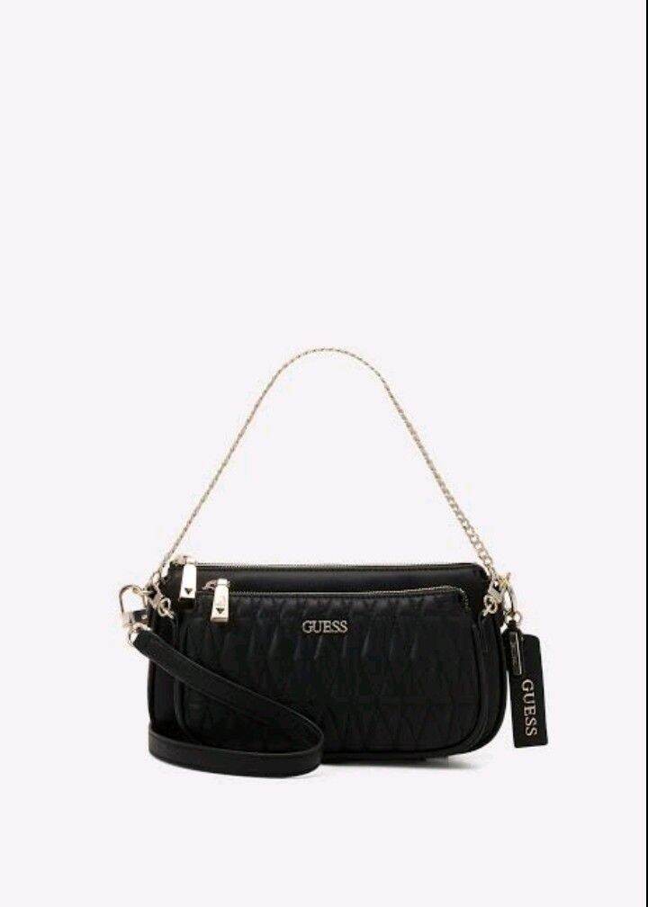 guess arie double pouch crossbody coal