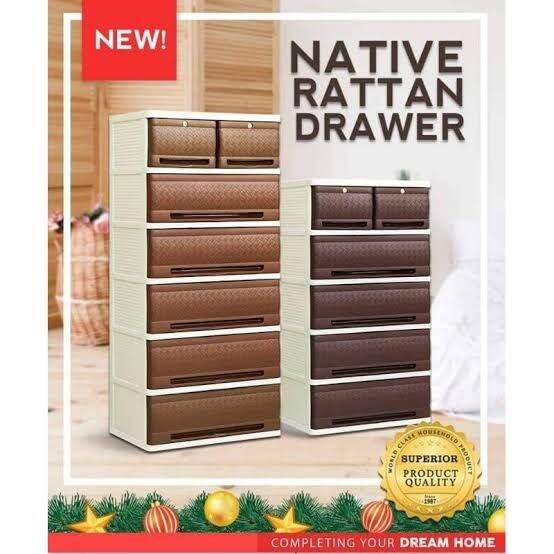 Zooey Native Rattan Drawer stock no 2002 6 layer