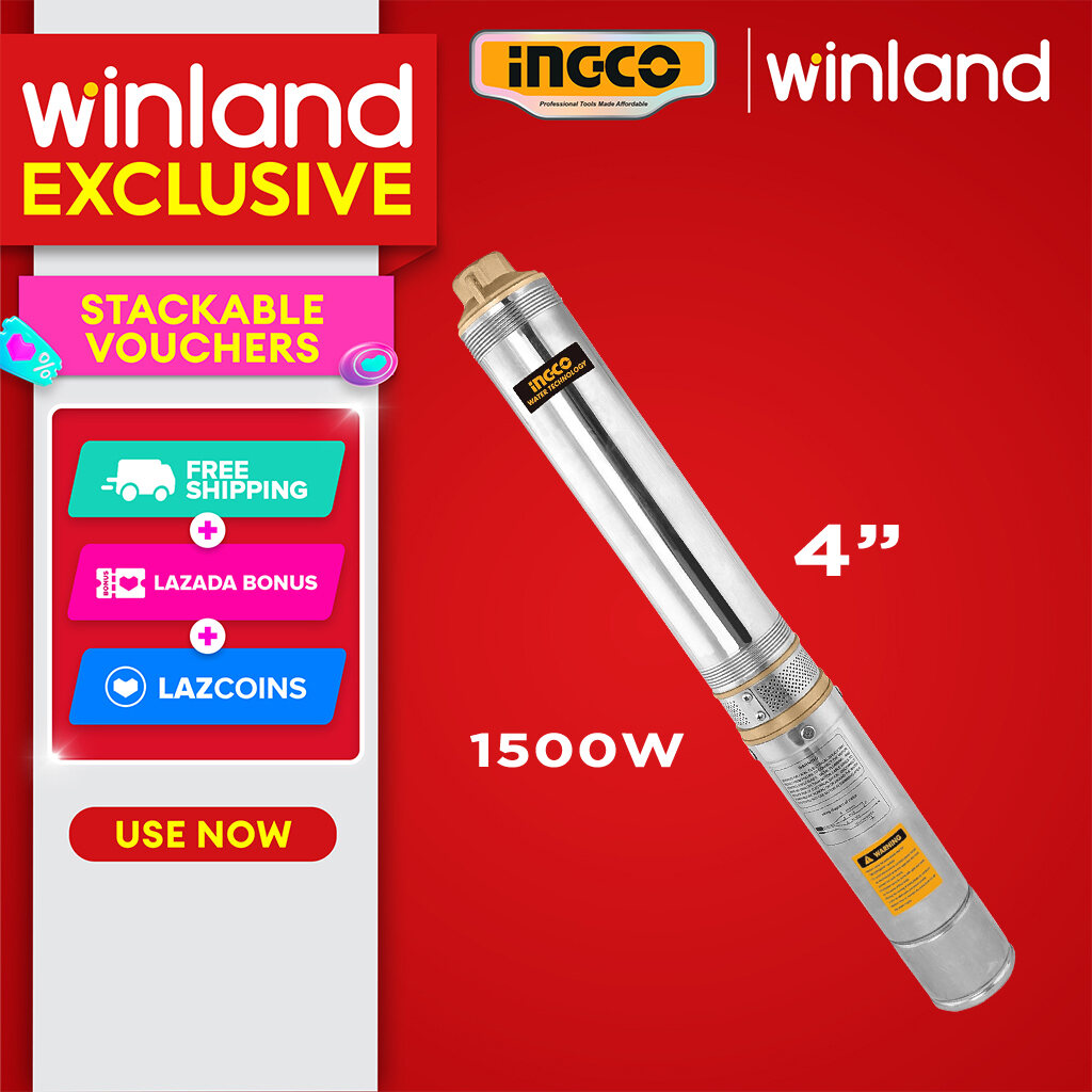 Ingco by Winland 4inches Deep Well Pump 2HP 1500W Stainless Body (Control Box Not Included) DWP15001-5 ING-PT
