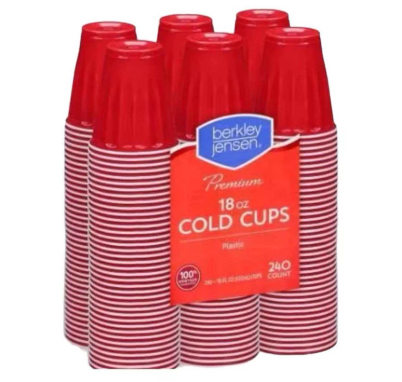 Chinet Plastic Cold Cup, Red, 18 oz, 240 ct