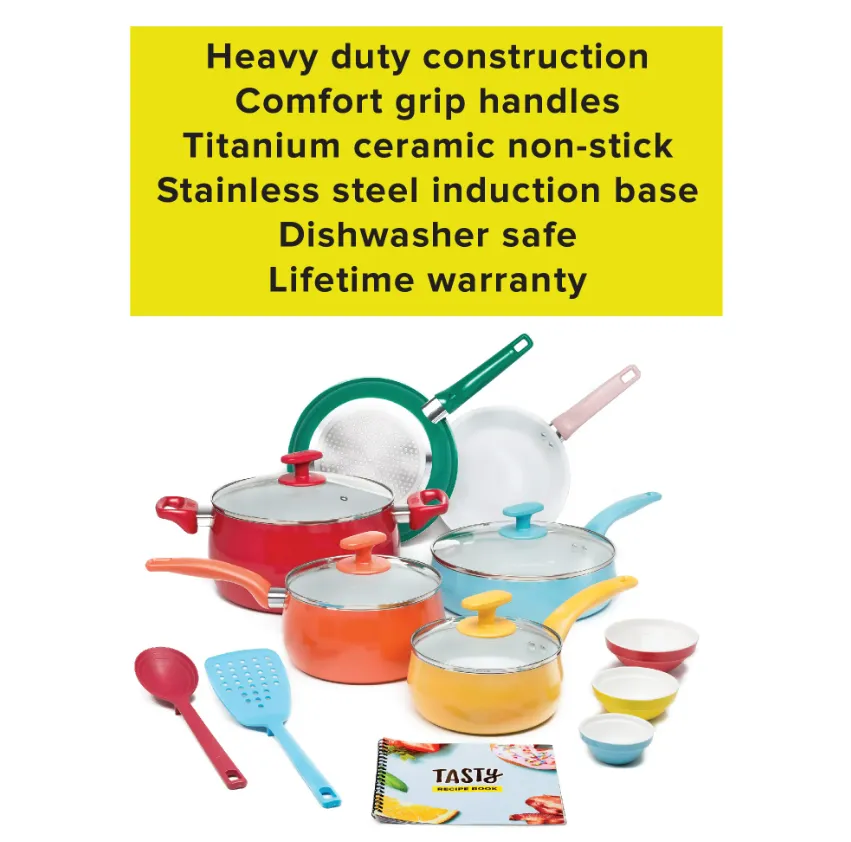 Tasty Ceramic Titanium-Reinforced Non-Stick Cookware Set, Multicolor, 16  Piece - Zars Buy