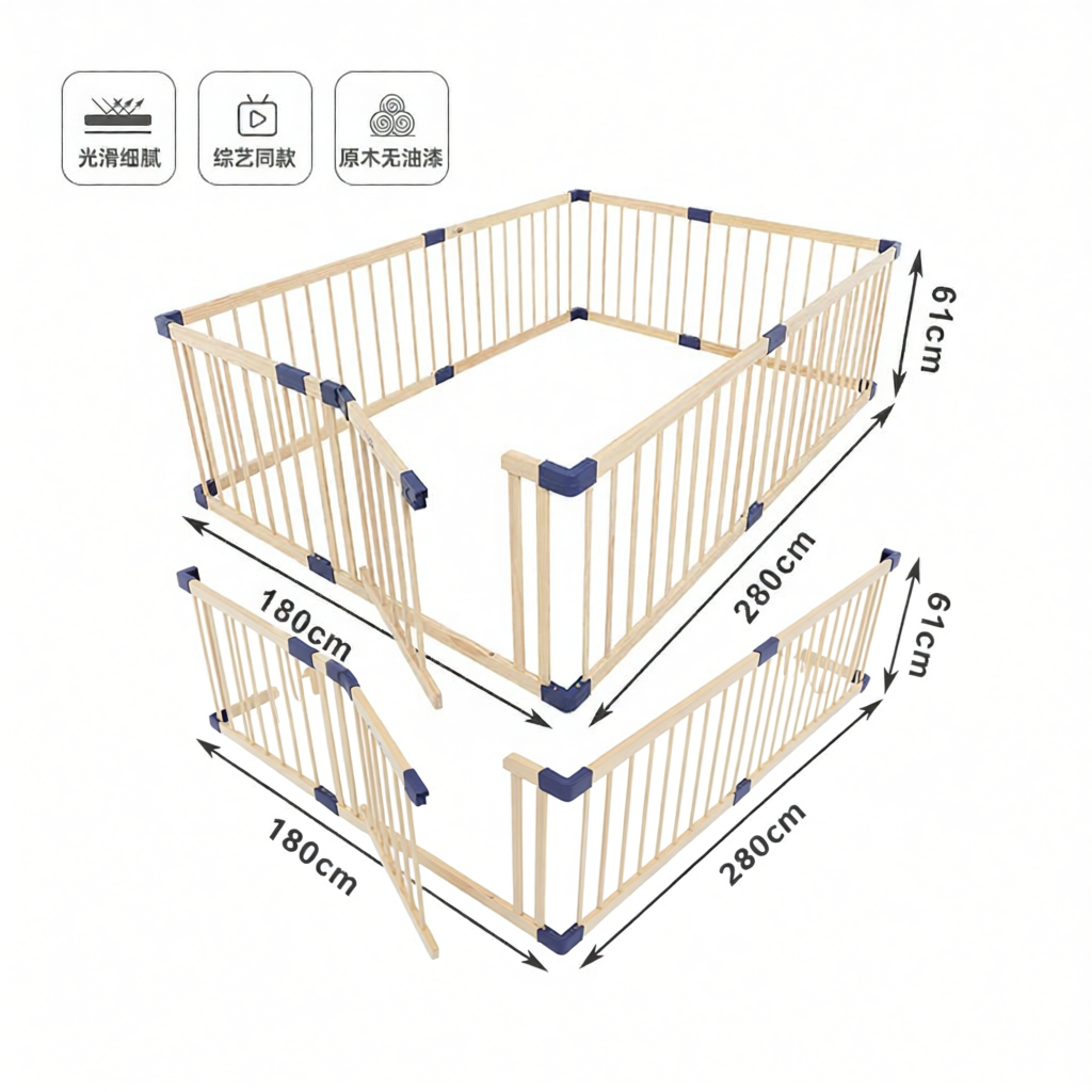 JollyBaby | Baby Crawler and Toddler Safety Fence Wooden