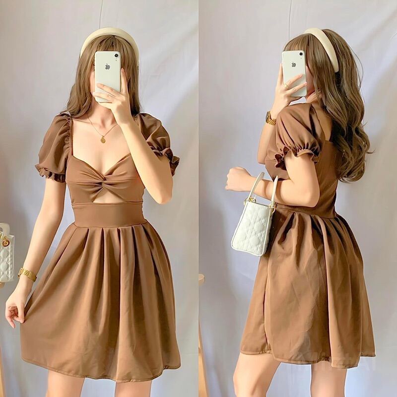 YATO White Korean Dress for Woman Casual Fitted Dress Thin Elegant Fashion  Puff Sleeve Debut Dress Sunday