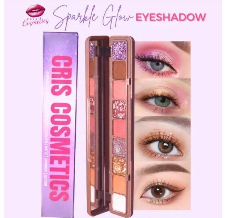 [𝗢𝗡𝗛𝗔𝗡𝗗] Eyeshadow Palette by Cris Cosmetics (Sunset & Sparkle Glow