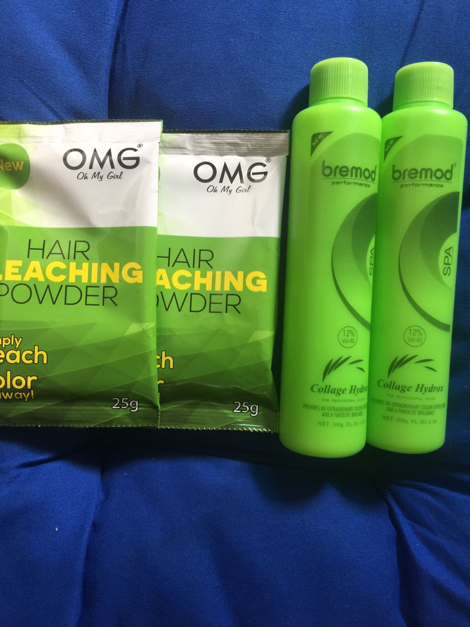 2 pcs OMG bleaching powder & 2 pcs BREMOD oxidizer