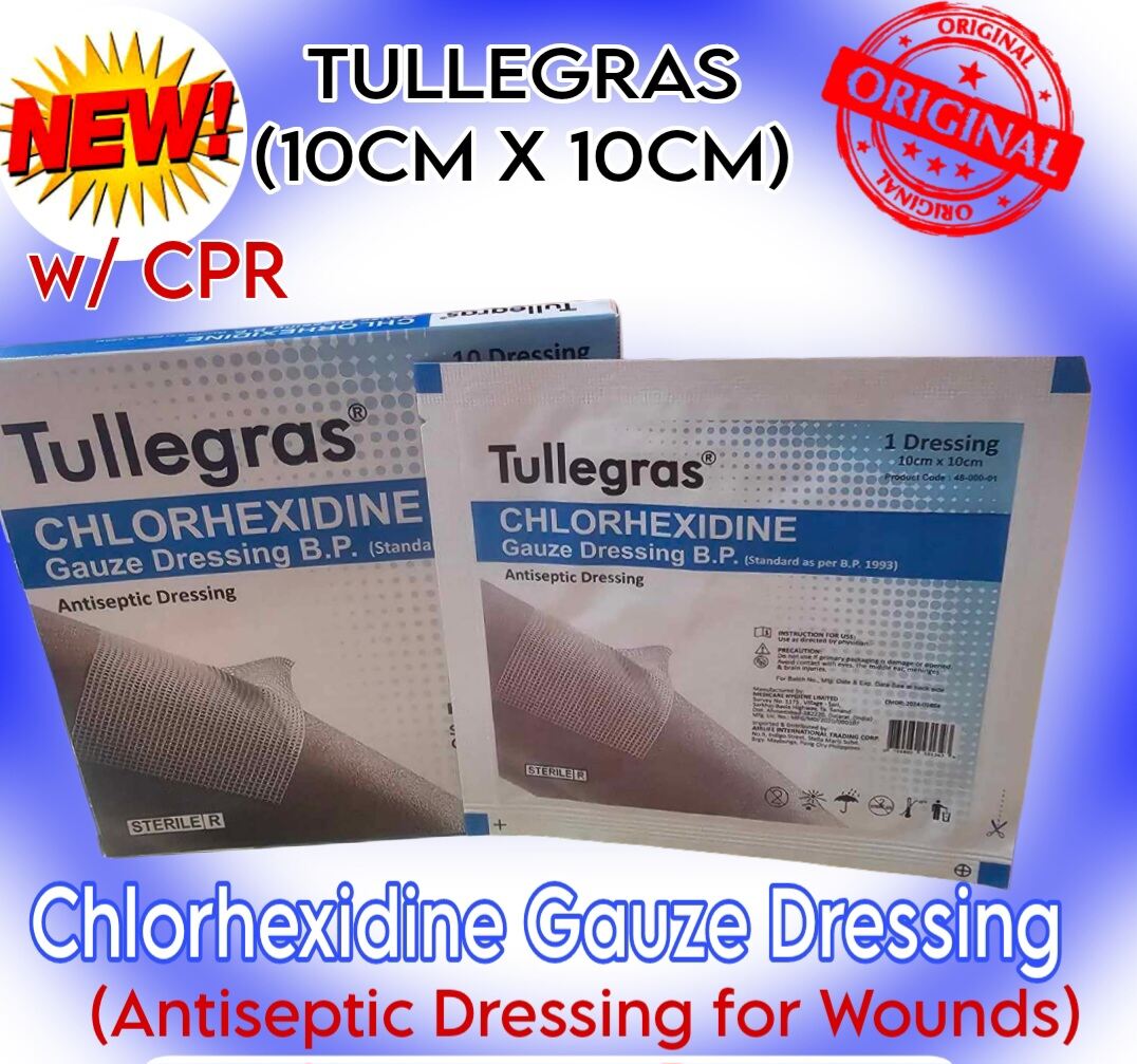 Tullegras Antiseptic Gauze Dressing for Wound (Chlorhexidine) 10pcs/BOX. 