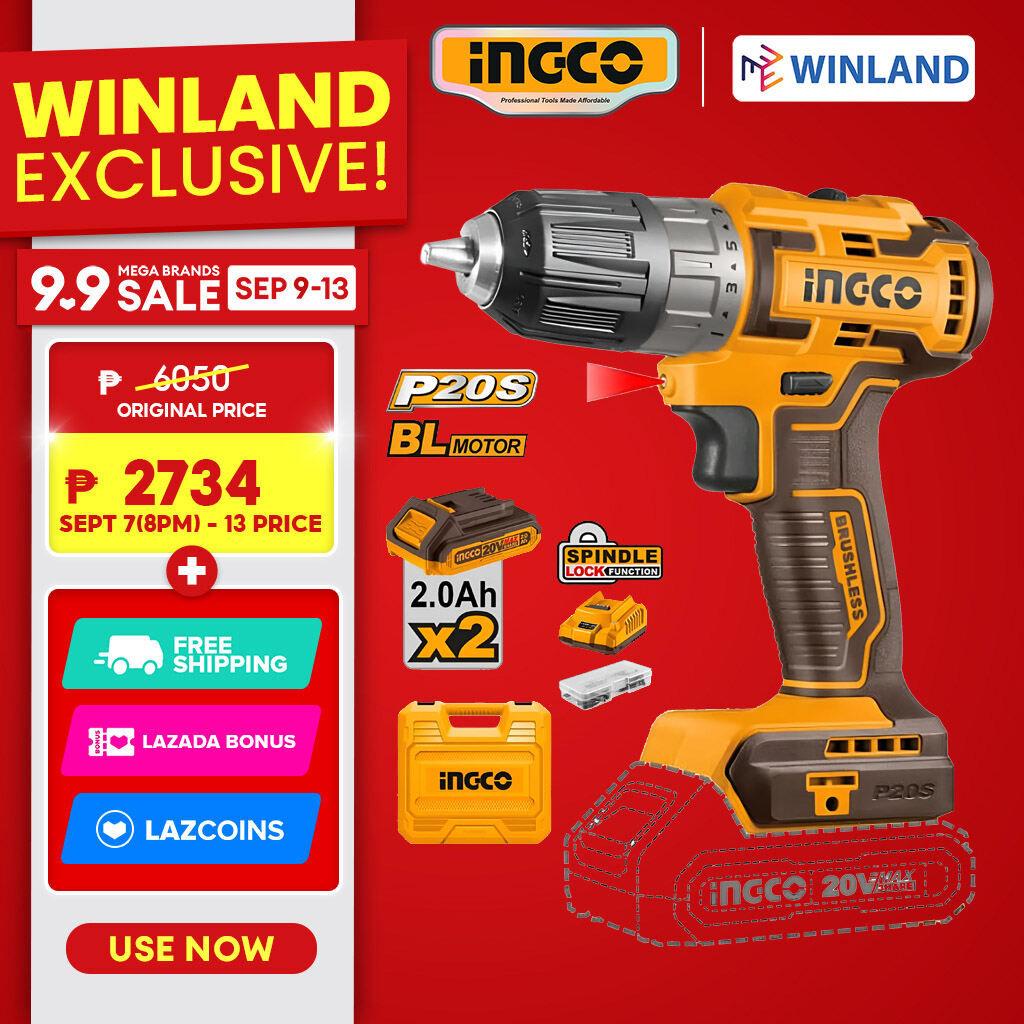 Ingco Lithium-Ion Cordless Brushless Impact Drill 20V