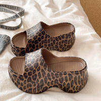 QIAOHUI | Comfortable Thick Sole Leopard Pattern Elevating Anti-slip Sandals