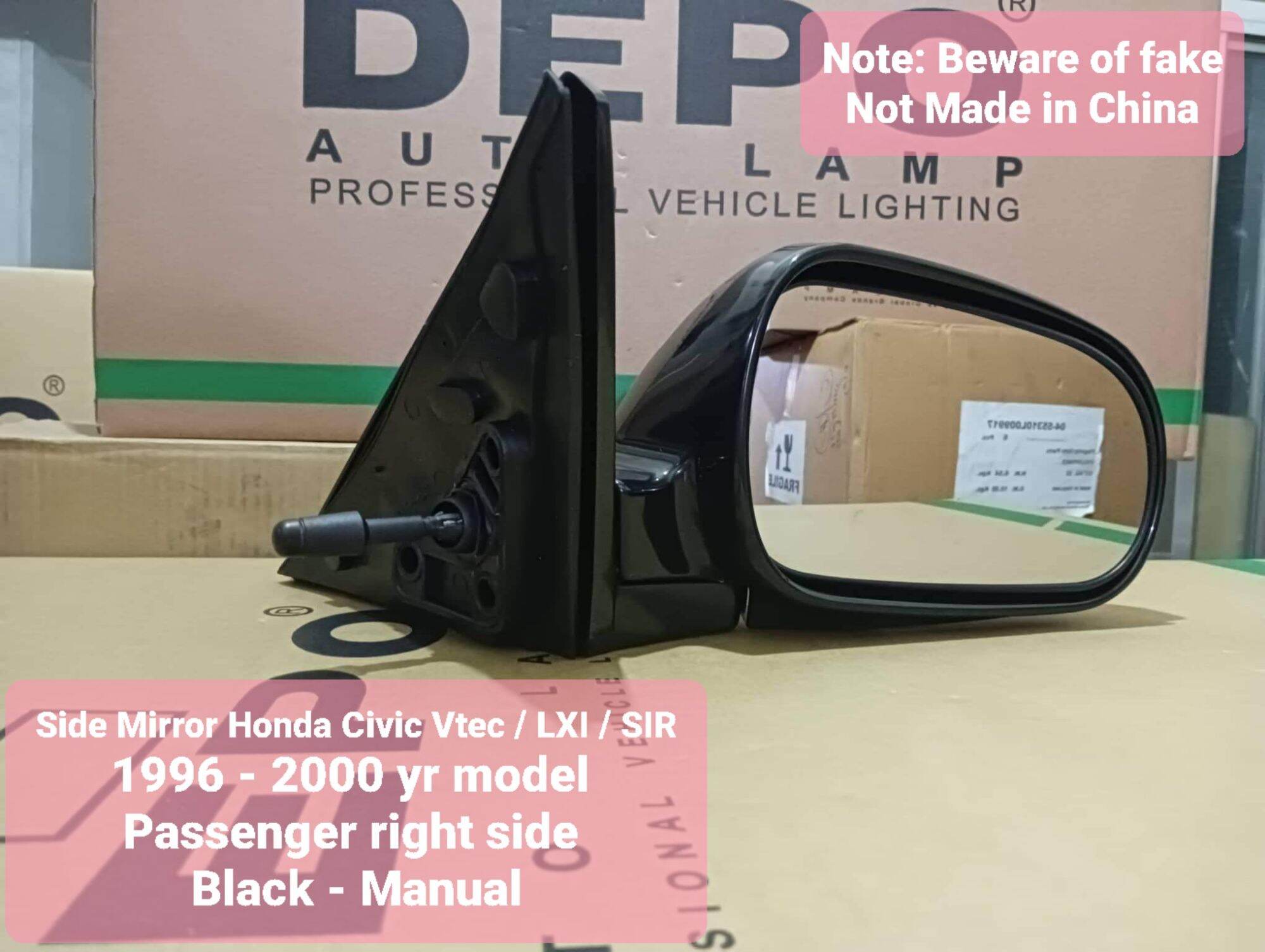Side Mirror Honda Civic Vtec / LXI / SIR 1996 2000 yr model Passenger right side Black
