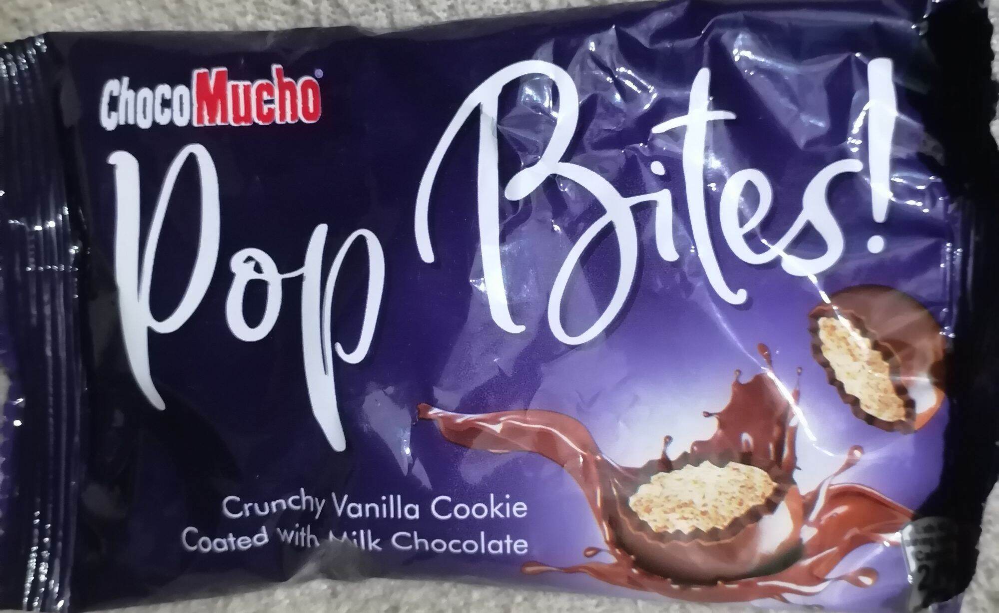 Choco mucho pop bites crunchy vanilla cookie coated with milk chocolate 40g