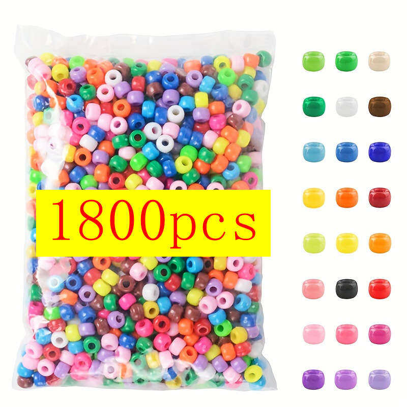 600/1200/1800pcs Mixed Color Pony Beads 6x9mm Set for DIY Jewelry Making and Crafts Solid Color DIY Beading for Jewelry Making