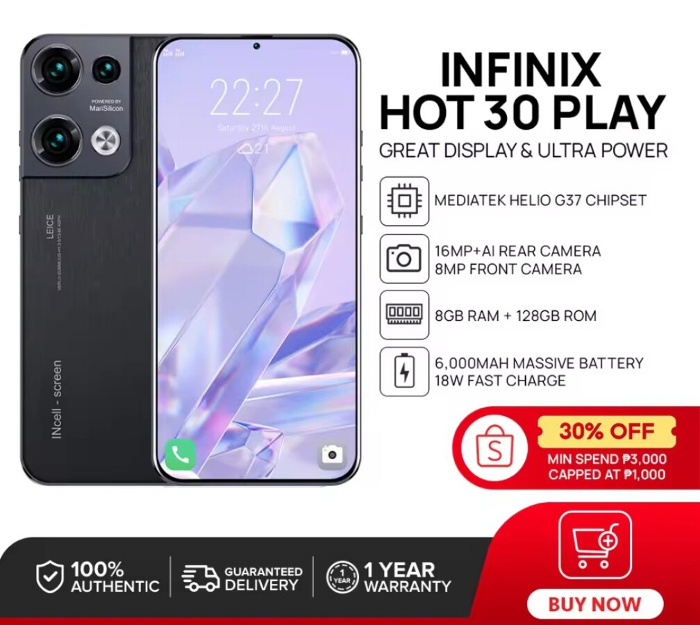 Infinix Hot 30 Play 4GB + 128GB | Lazada PH