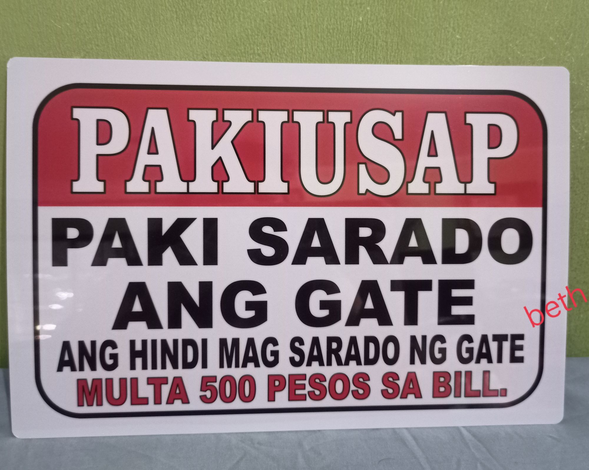 Paki Sarado Ang Gate Signage Pvc Plastic Like Id 78x11 Inches For Gates Doors And Walls 2497