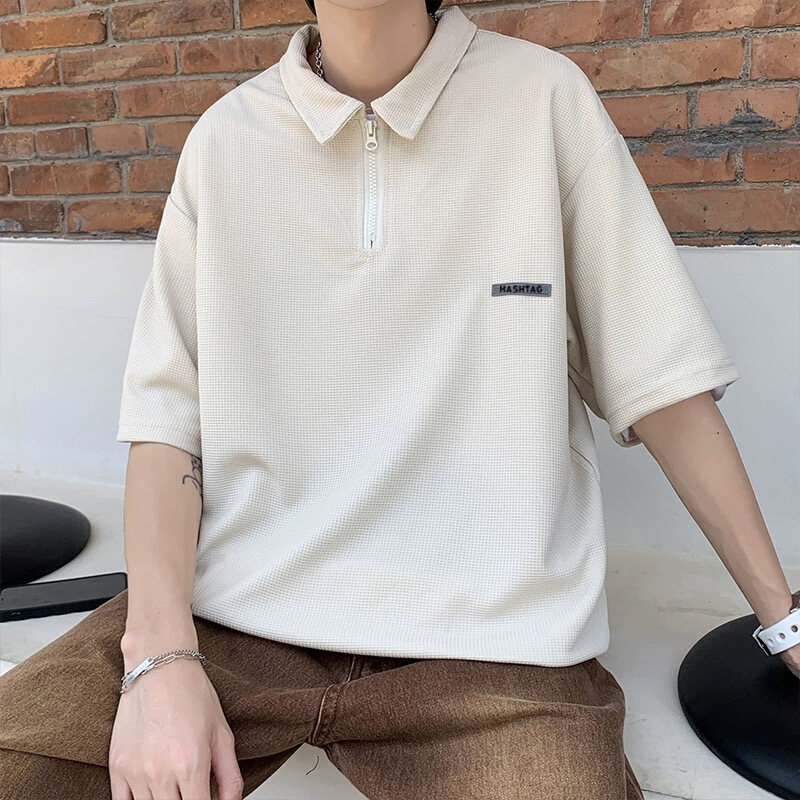 Plain White Short Sleeve Polo For Men Korean Style