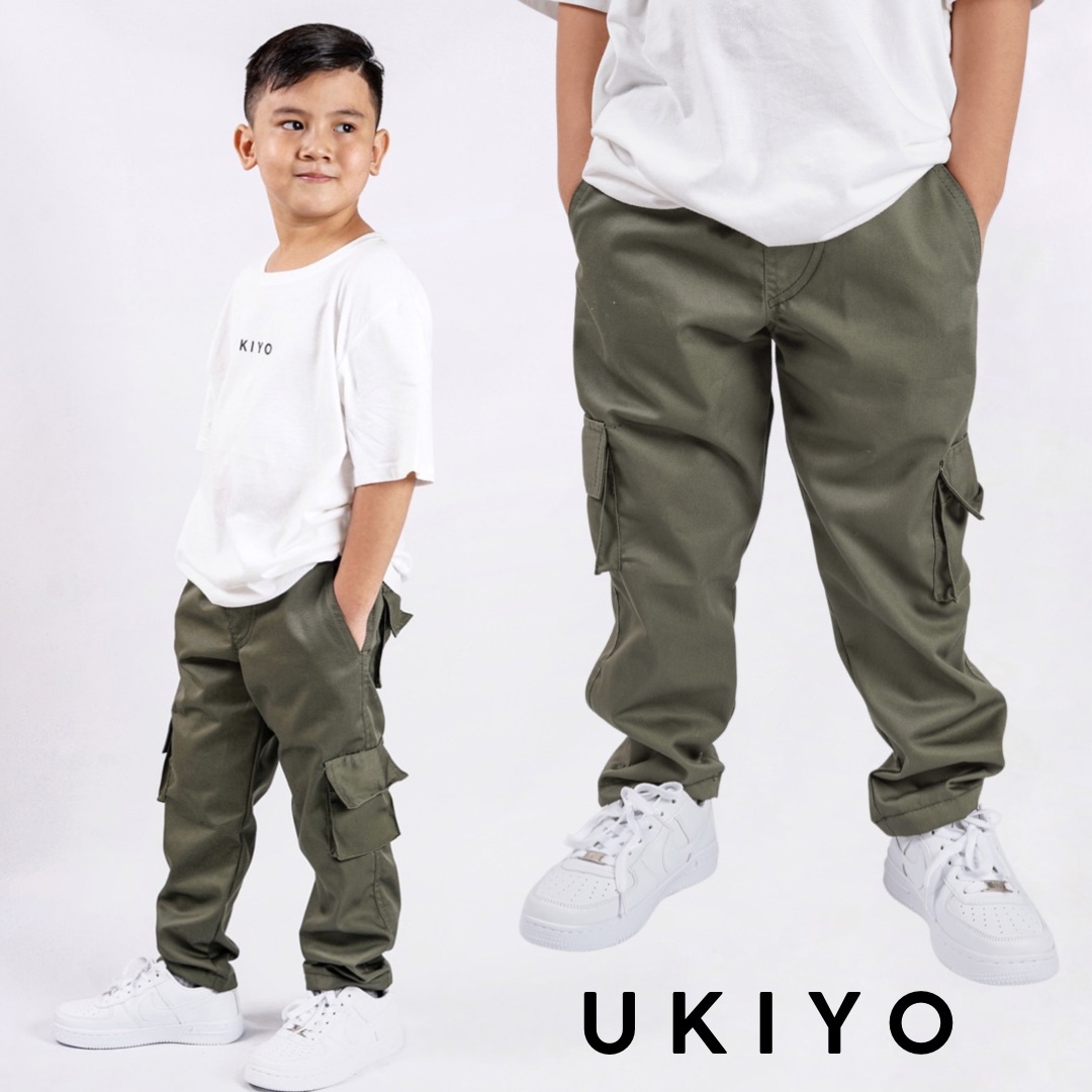 TOKIO Kids ARMY GREEN Pants by UKIYO (Unisex Cargo Pants) | Lazada PH