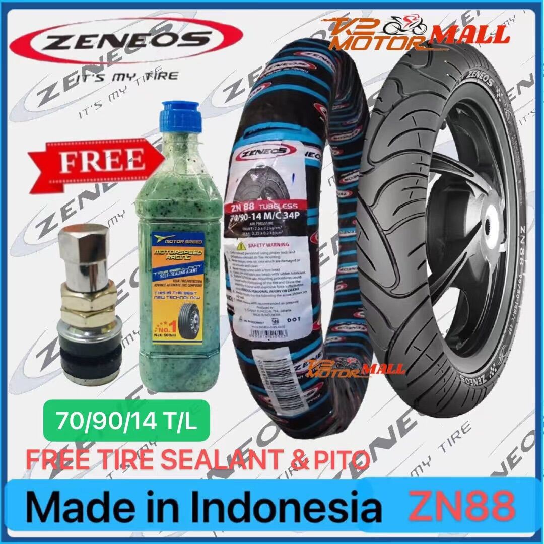ZENEOS ZN88 MOTORCYCLE TIRE GULONG TUBELESS FREE TIRE SEALANT & PITO 70