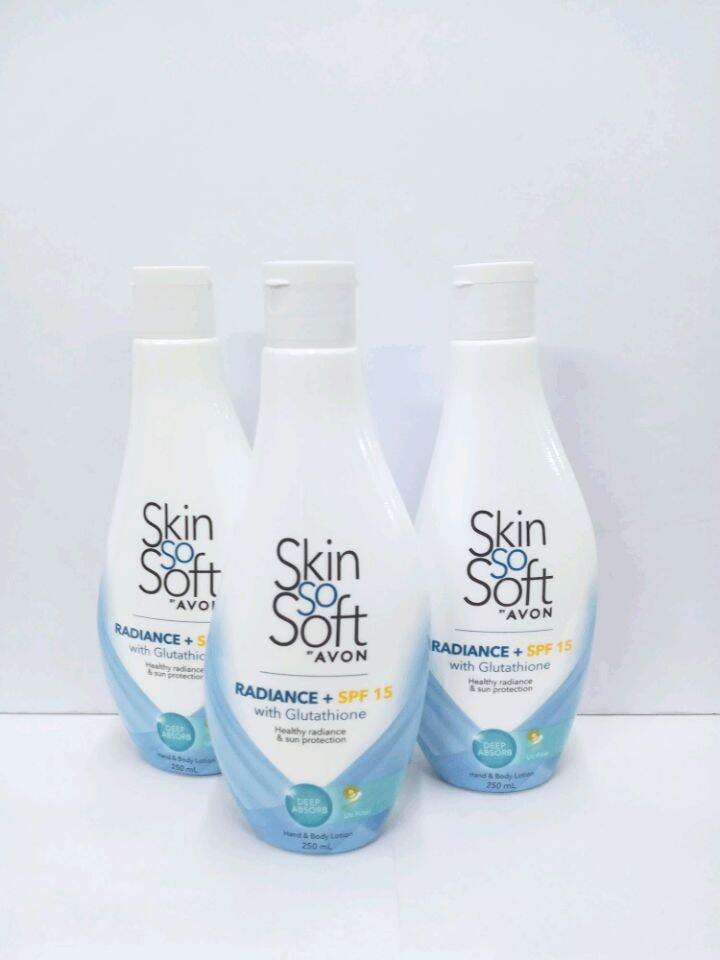 Skin so Soft by avon,RADIANCE +SPF 15 with Glutaghione,healthy radiance&sun protection.Hand & body lotion 250ml..DEEP ABSORB