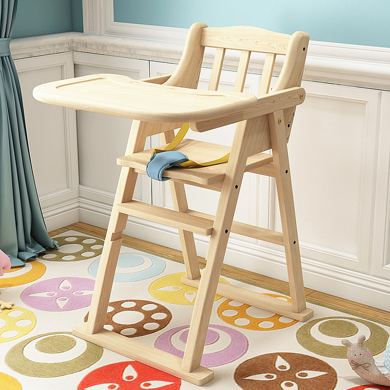 0-1-2-3-6 Years Old Baby Solid Wood Folding Dining Chair Can Adjust