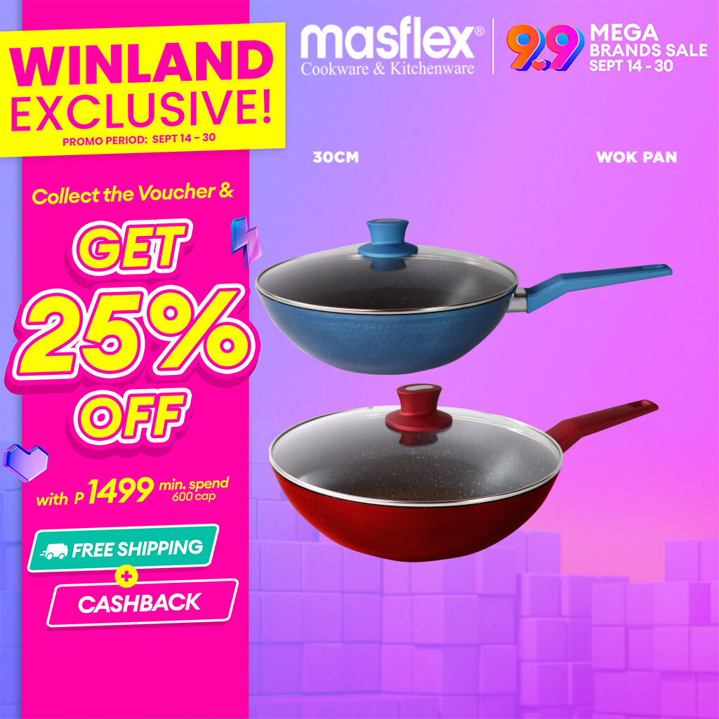 MASFLEX by Winland 3Layer Non Stick Induction Wok Pan 30cm Heavy Gauge
