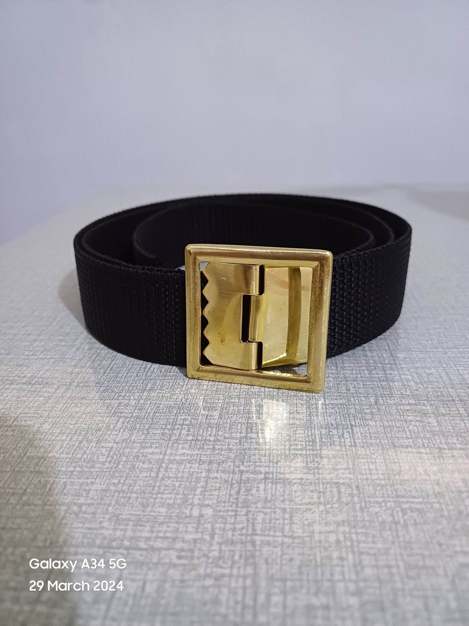 Garrison belt Black w/skeletal Buckle ORDINARY GOLD 40 Inch Stripe