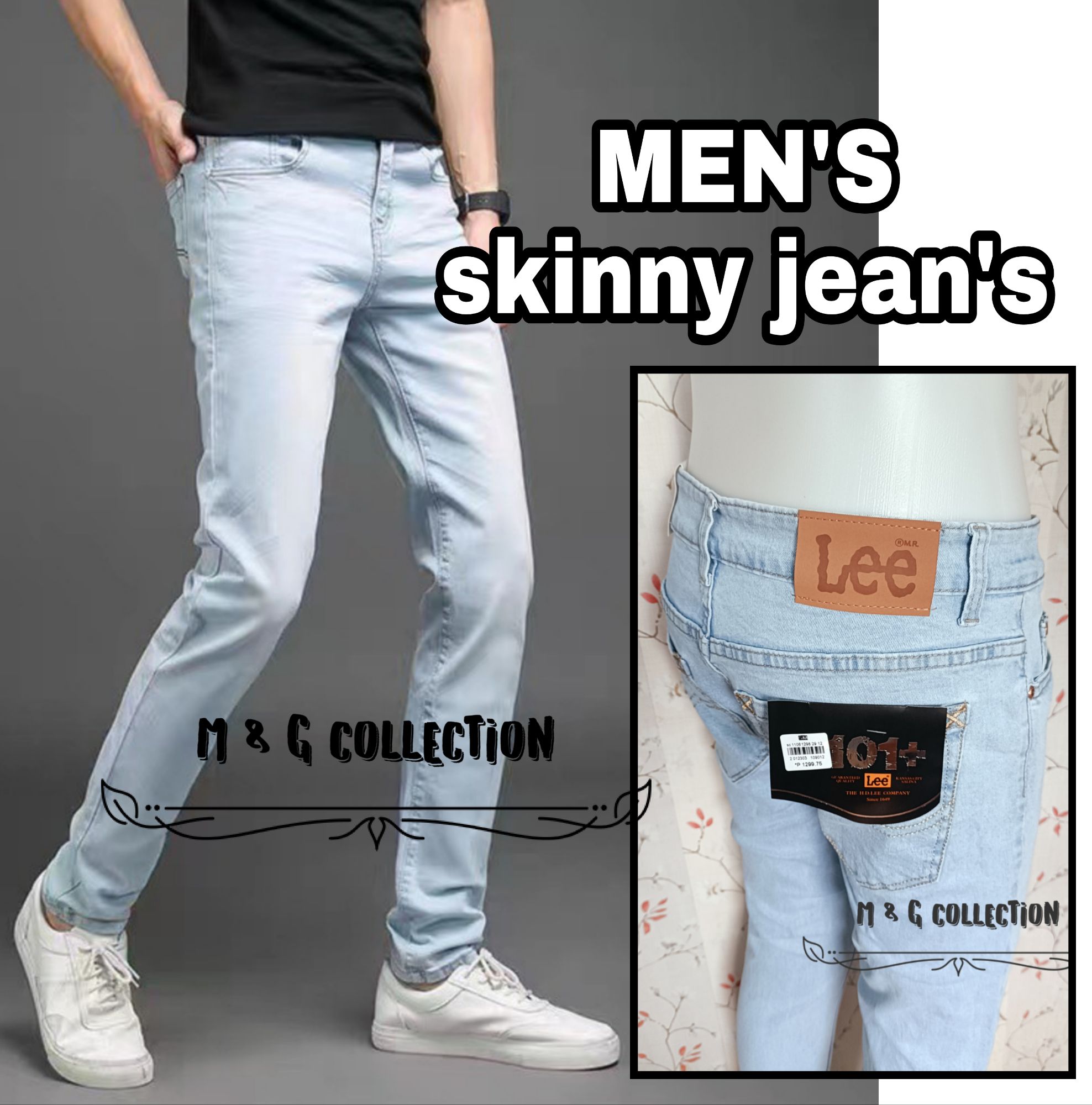 Men's Faded Blue Denim Jeans - Woodies Clothing