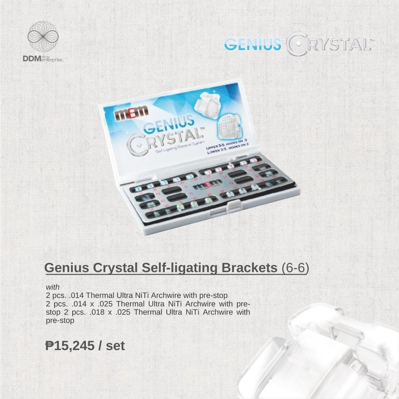 MEM Genius Crystal SelfLigating Brackets (66) with 6 wires Lazada PH