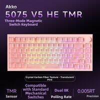 Akko 5075 V5 HE TMR Magnetic Switch Gaming Keyboard Tri-Mode Wired Wireless Magnetic 75 Percent Compact Keyboard Professional Gaming Grade Dual LED Lighting RGB Backlit Low Profile Mechanical Keyboard