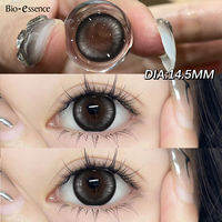 Bio-essense 1 Pair Big Eyes Black Lenses Korean Natural Lenses Color Contact Lenses Eyes with Gray Beautiful Pupil Lentes