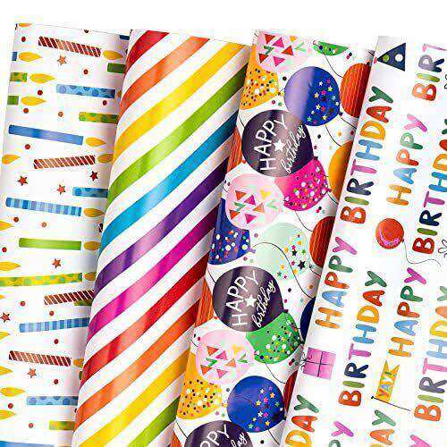 10PCS Assorted Birthday Celebration Gift Wrapping Paper Set