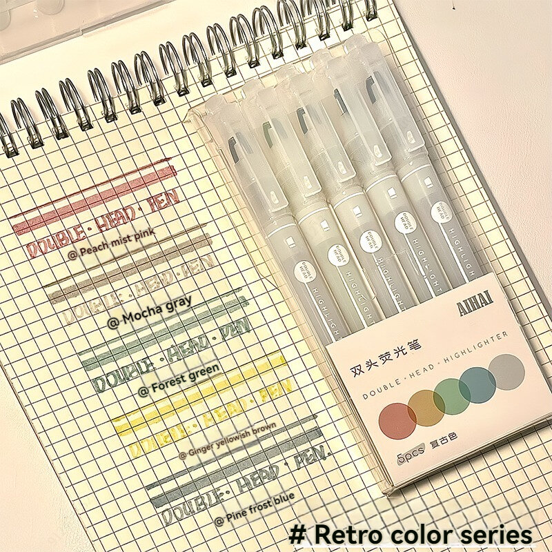 5-Pack Clear View Highlighter Pens Double Head Soft Light Colors Visible Tip for Precise Marking for Students School and Office