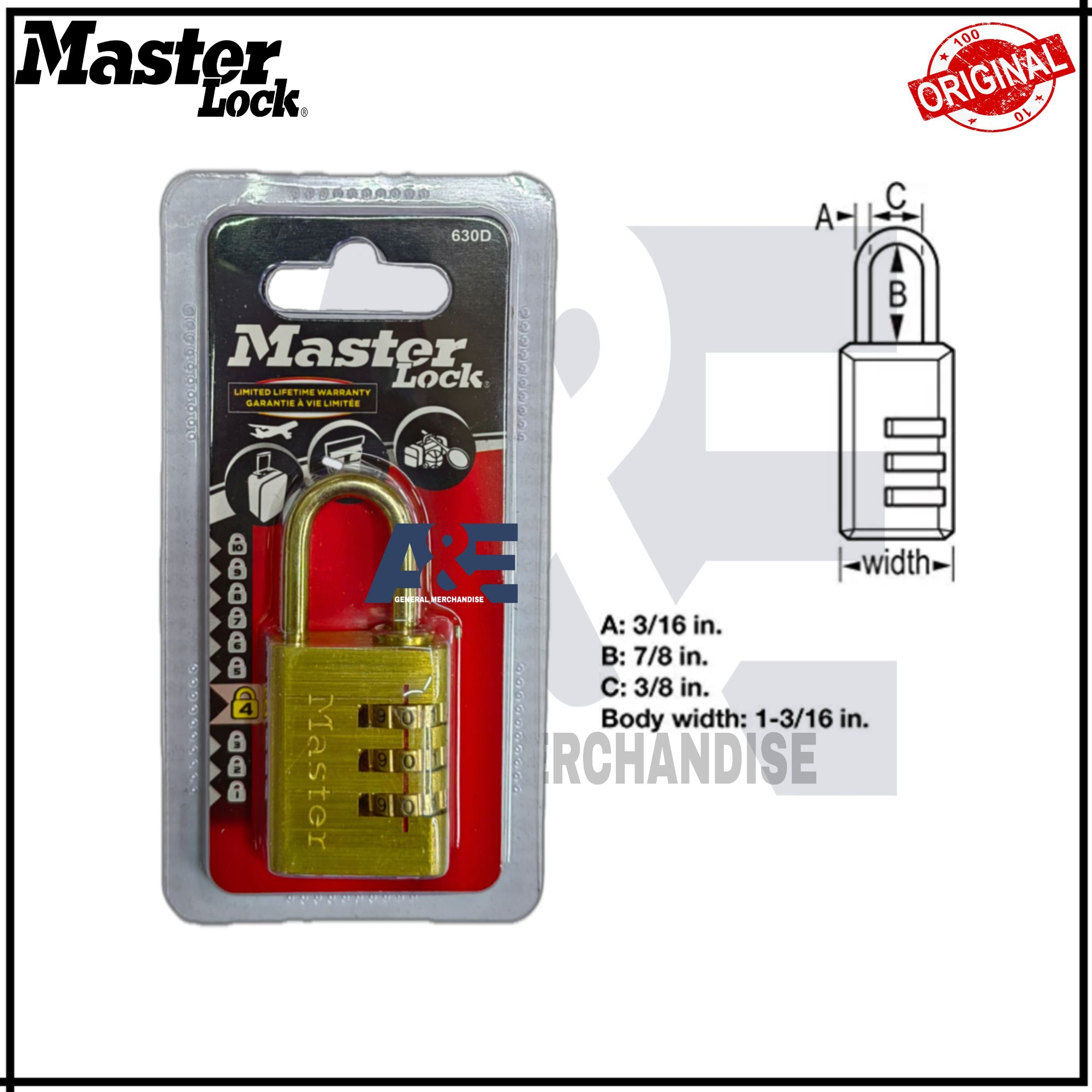 Master Lock 647D Luggage Lock 3-Digit Resettable Combination