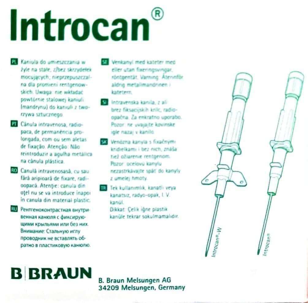 INTROCAN W 50pcs per Box (G18/G20/G22/G24). 