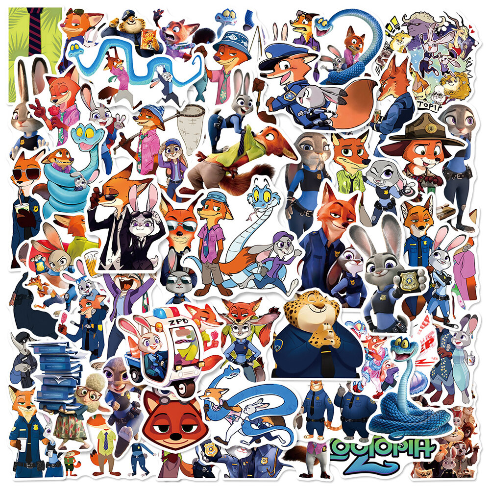 Disney | 10/30/50pcs Disney Cartoon Movie Zootopia Stickers Cute Anime Graffiti Decals for Kids Toy DIY Stationery Notebook Phone Sticker