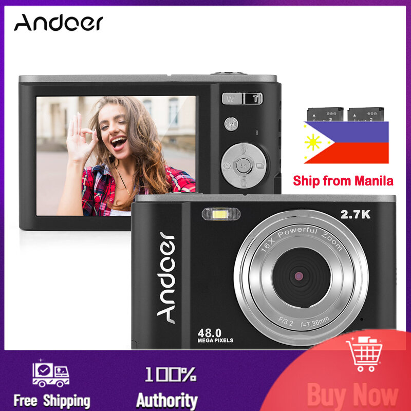 Andoer 48MP Digital Camera with 16X Zoom and Accessories