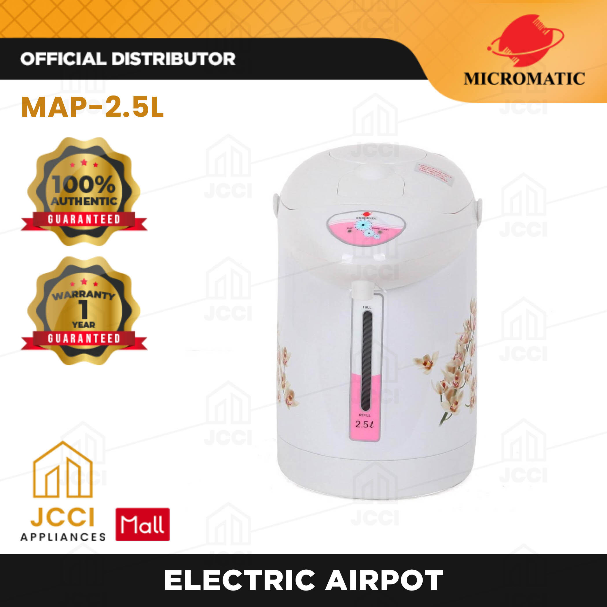 Micromatic 2.5L Electric Airpot with Easy Touch Control, 1-Year Warranty