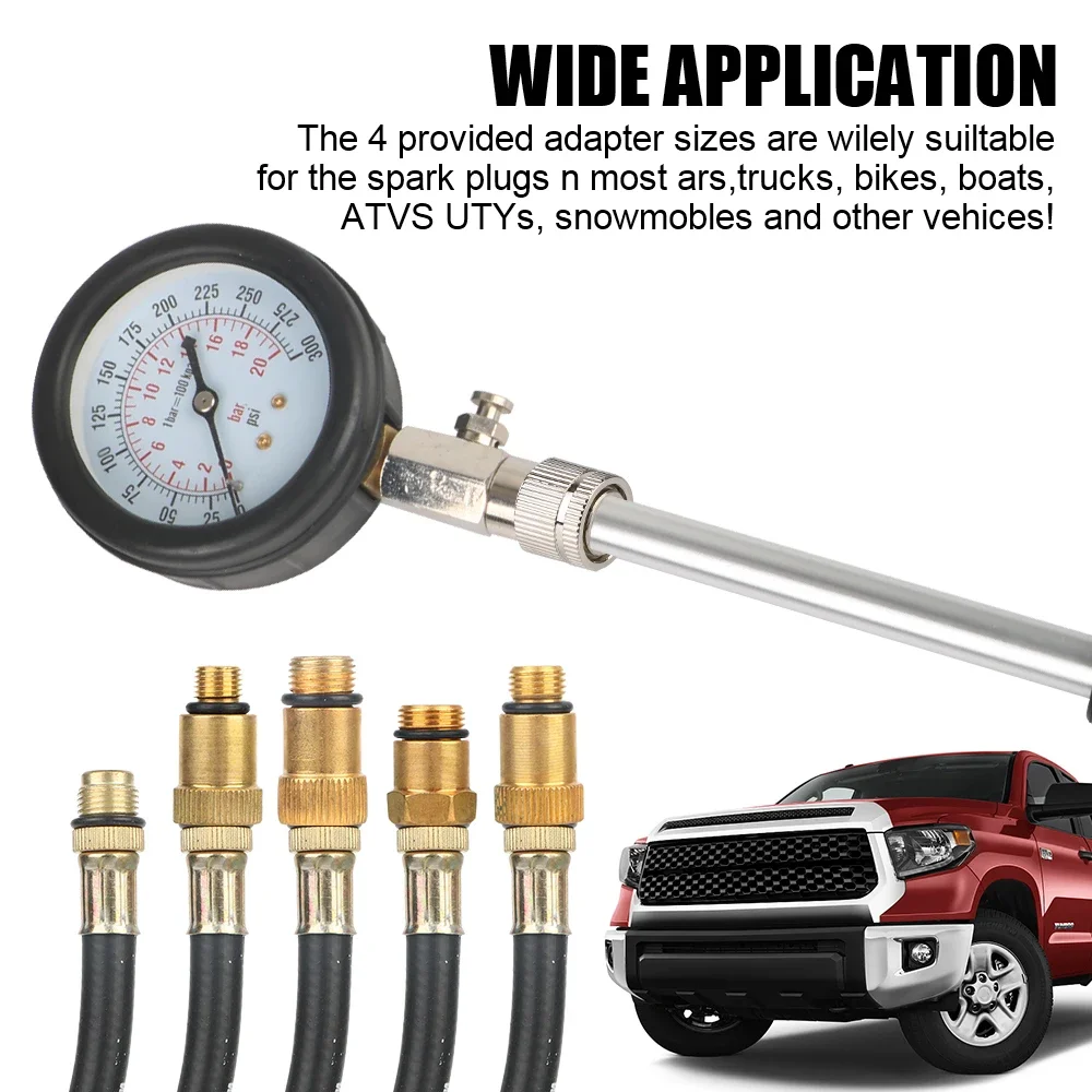 Testeur De Compression, Kit Compresseur Pour Tous Moteurs Kfz M10 M12 M14 M18 0 20 Bar Et 0 300 Psi 96585937