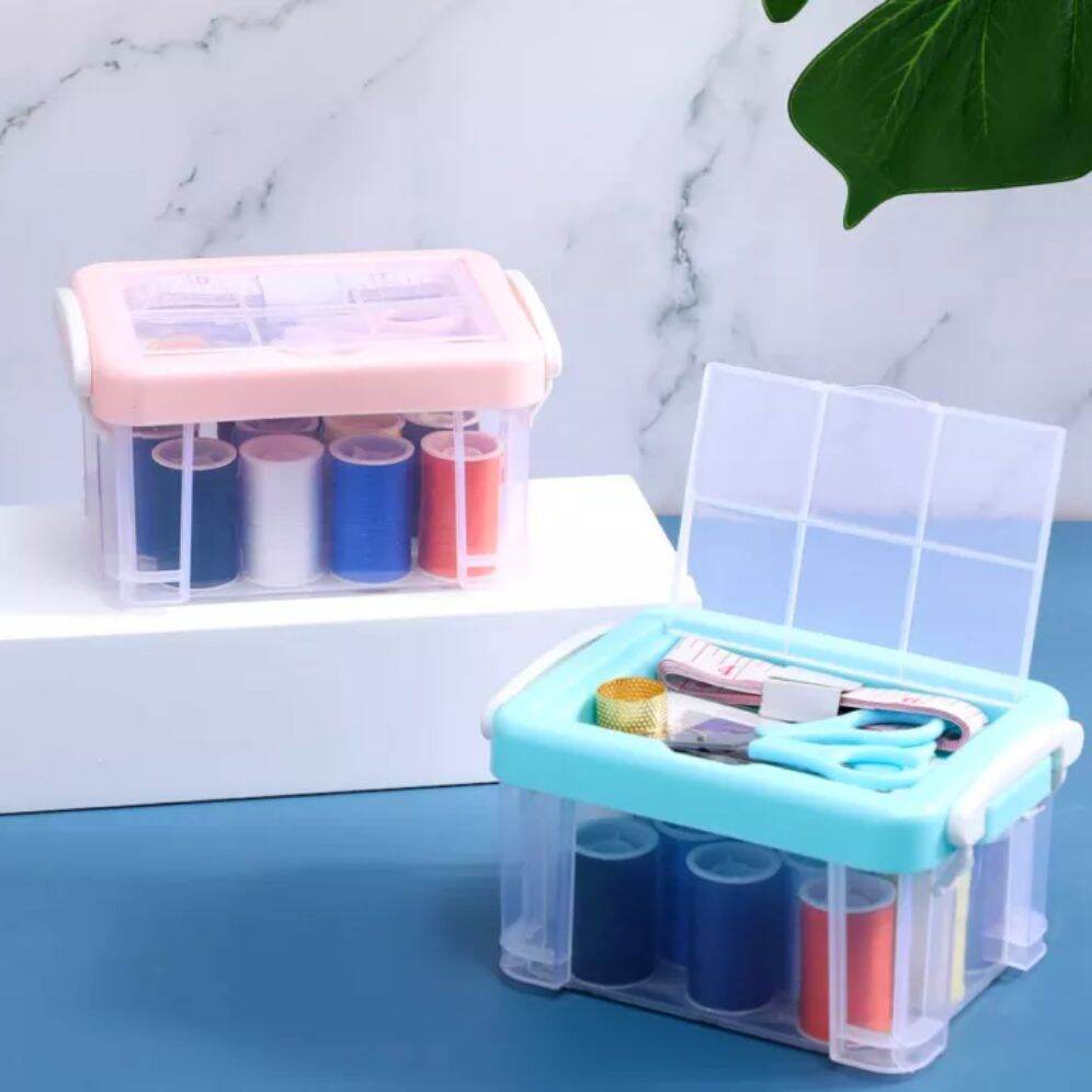 Double Layer Portable Travel Sewing Kits Box with Color Needle