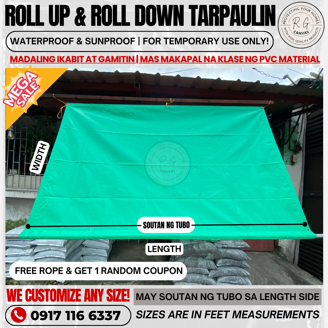 Original PVC Tarpaulin Roll Up & Down in Various Sizes