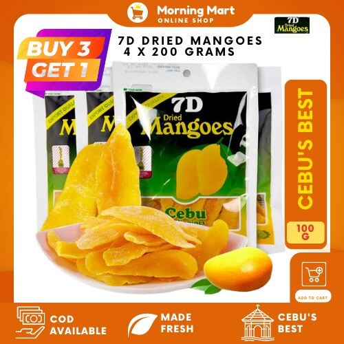 7D Dried Mangoes 200 grams x 4 packs Cebu's Best Delicacy and