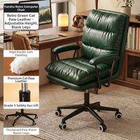 ZHUSHANXIA | Adjustable Swivel Office Chair with Armrests Leather Office Chair for Home Office Study Room Bedroom Ergonomic Computer Chair with Wheels Compact Size