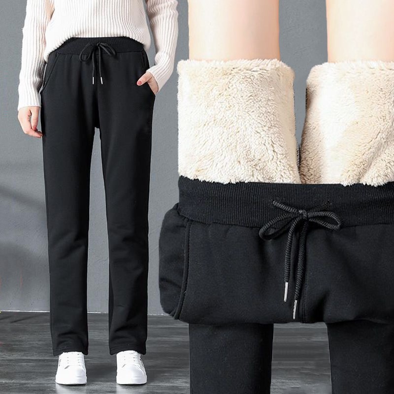 Winter cashmere warm pants ladies thick sheepskin cashmere pants ladies  loose winter casual ladies trousers to keep warm