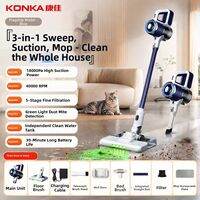 KONKA | Wireless Handheld Vacuum Cleaner with Strong Suction for Pet Hair and Home Cleaning Two in One Vacuum and Mop Function Lightweight Portable for Cars and Household Use