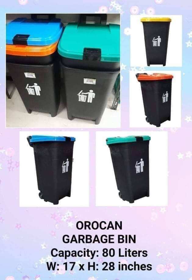 TRASH BIN 80L Orocan trash Can with Wheels and lock 80L Basurahan Garbage  Bin/basurahan/basket