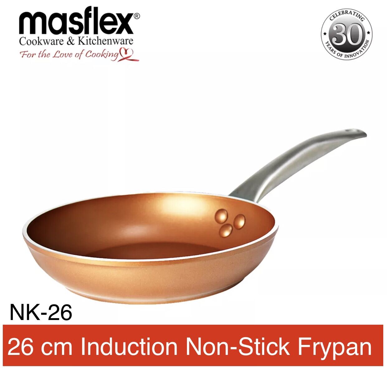 Masflex 26 cm Copper Non-Stick Induction Frying Pan