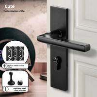 MONLEYTA | German Quality Door Lock Wooden Door Handle Bedroom Bathroom Separate Lock Black Silent Household Use Aluminum Alloy Zinc Copper