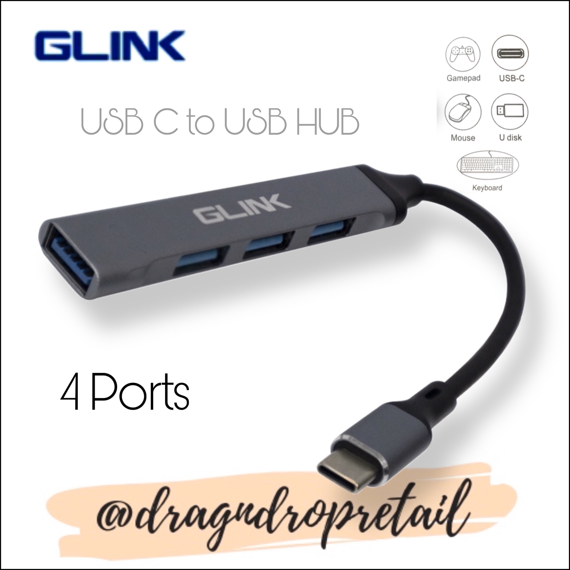 Port USB C Hub 10Gbps Metal Industrial USB Type-C Hub w/  3xUSB-A ＆ 1xUSB-C ESD ＆ Surge Protection USB-C or USB-A Host Self-Po 